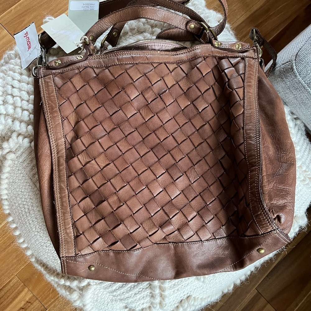 Civico 93 Woven Italian Leather crossbody Hobo bag Purse, new with tags